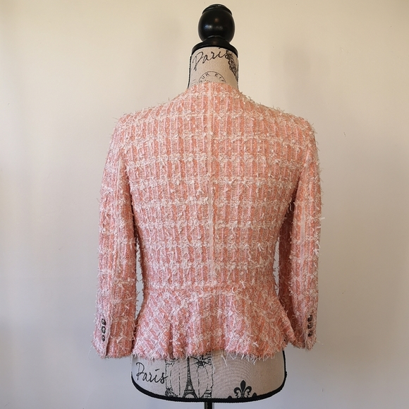 Zara pink tweed "Chanel" style open front Blazer - Picture 4 of 9